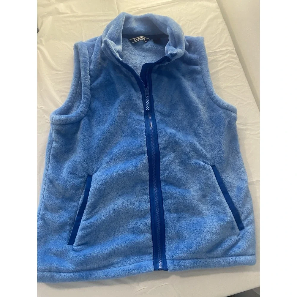 Girl's Lands' End Very Soft Fleece Vest‎ With Pockets and Full Zipper-Size Lrg